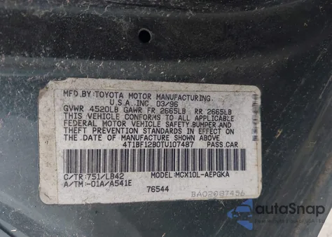 1996 Toyota Avalon Xl/Xls from USA, damaged, VIN 4T1BF12B0TU107487